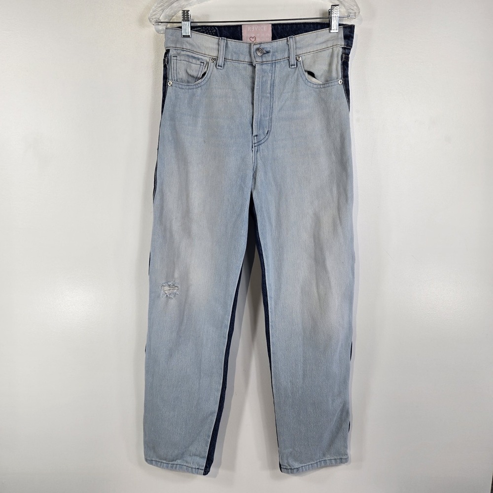Revice Womens 29 Two Tone Wavy Transition Jeans Dark Light Button Fly